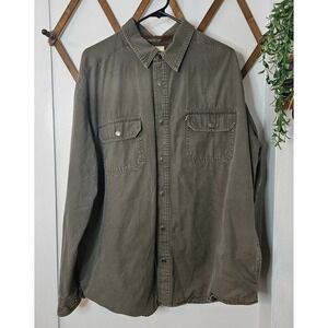 Gander Mountain Barn Jacket Mens Green Field Chore Coat Flannel‎ Lined Large